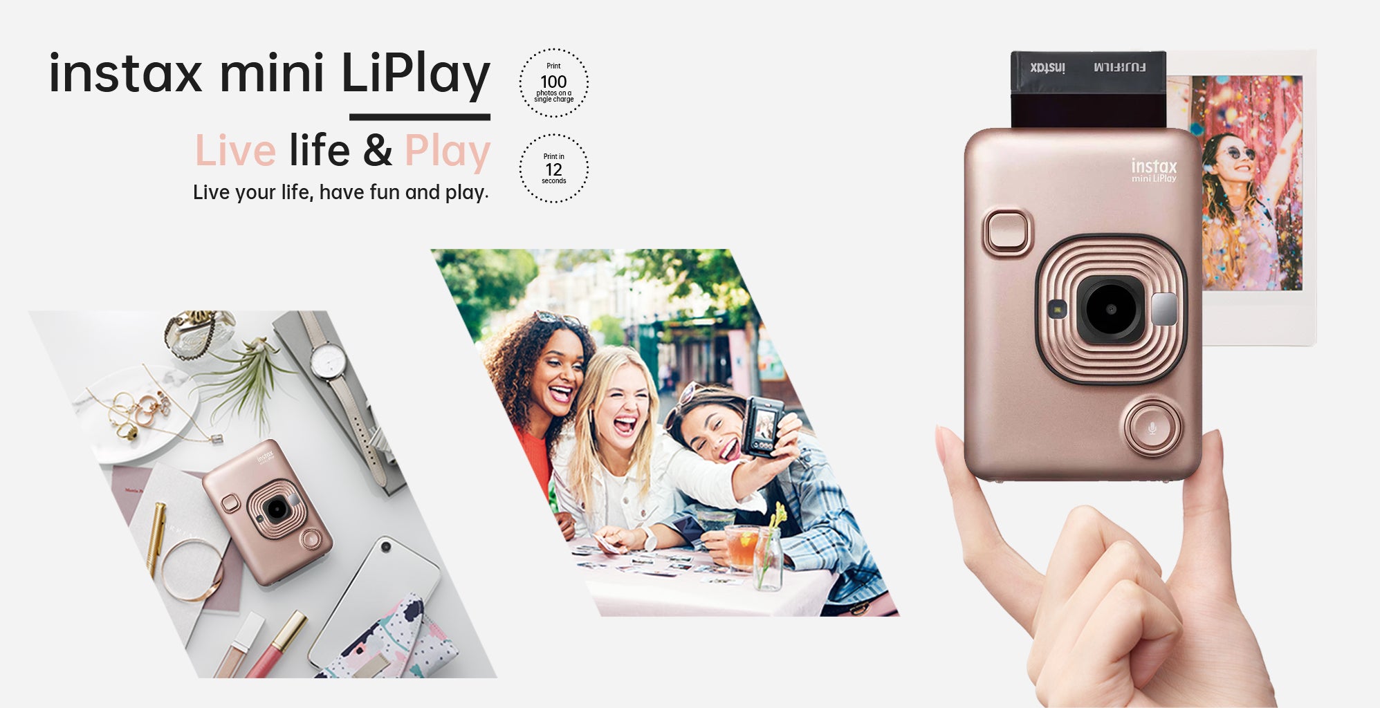 instax mini LiPlay Digital Hybrid camera, BLUSH GOLD