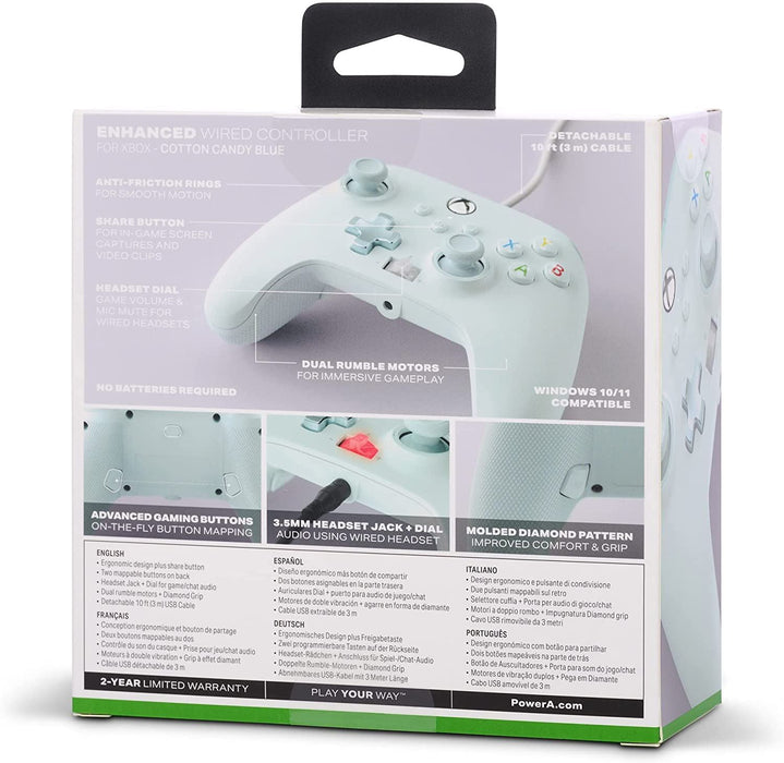 Powera Enhanced Wired Controller for Xbox Series X|S - Cotton Candy Blue