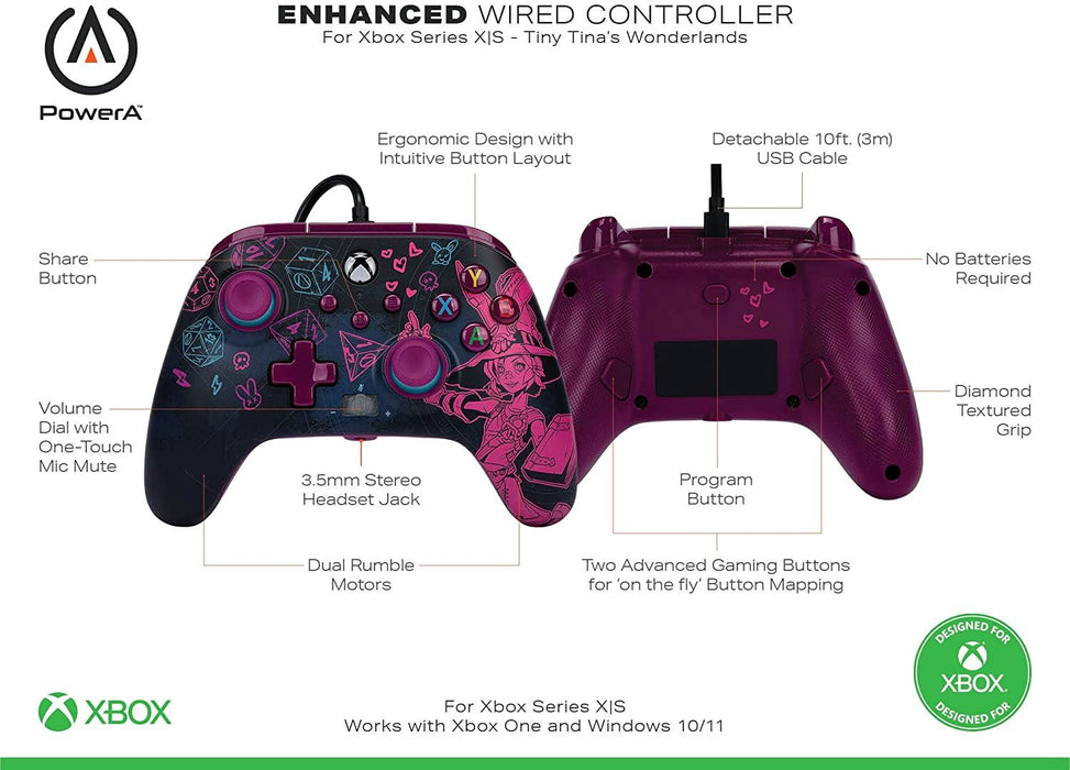 Powera Enhanced Wired Controller for Xbox Series X|S - Tiny Tina'S Wonderlands, Gamepad, Wired Video Game Controller, Gaming Controller, Xbox Series X|S (Xbox Series X)