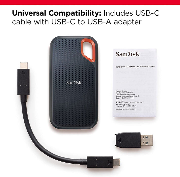 Sandisk Extreme 4TB Portable Nvme SSD, USB-C, up to 1050Mb/S Read and 1000Mb/S Write Speed, Water and Dust-Resistant