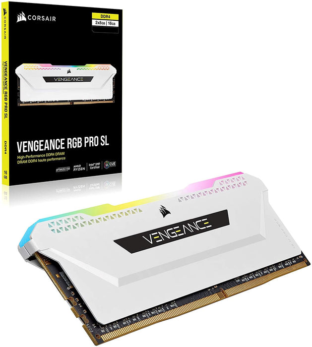 Corsair Vengeance RGB PRO SL 32GB (2X16Gb) DDR4 3600Mhz C18, Illuminated Desktop Memory Kit (10 Individually Addressable RGB Leds, Wide Compatibility, Optimised for Bandwidth & Response Times) White