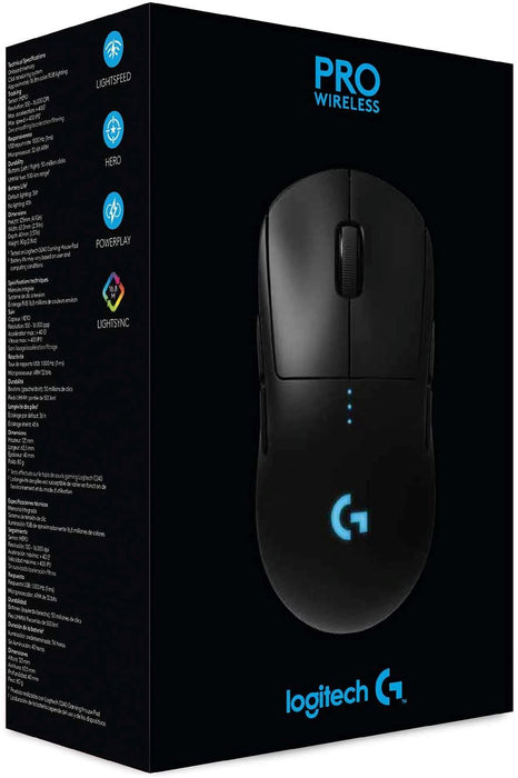 Logitech G PRO Wireless Gaming Mouse, HERO 25K Sensor, 25,600 DPI, RGB, Ultra Lightweight, 4-8 Programmable Buttons, Long Battery Life, Powerplay-Compatible, Built for Esports, Pc/Mac - Black