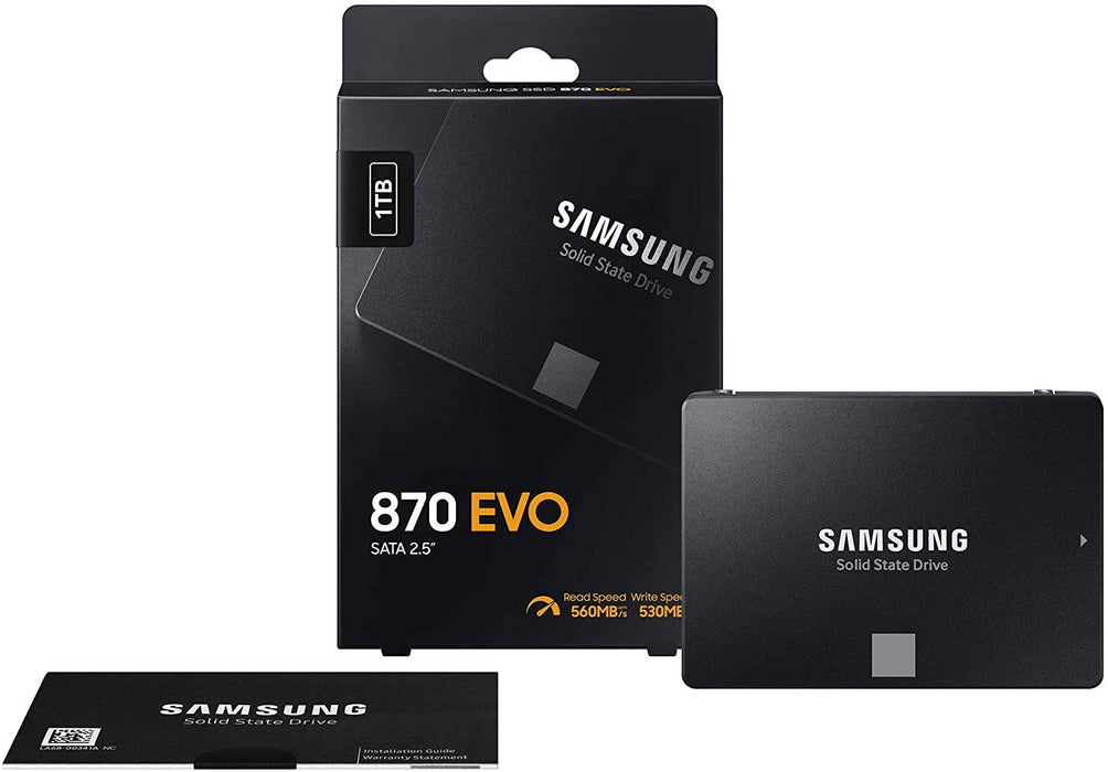 Samsung SSD 870 EVO, 1 TB, Form Factor 2.5”, Intelligent Turbo Write, Magician 6 Software, Black (Internal SSD)