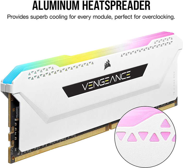 Corsair Vengeance RGB PRO SL 32GB (2X16Gb) DDR4 3600Mhz C18, Illuminated Desktop Memory Kit (10 Individually Addressable RGB Leds, Wide Compatibility, Optimised for Bandwidth & Response Times) White