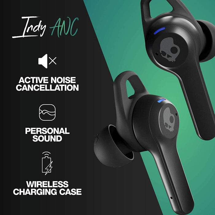 Skullcandy Indy ANC True Wireless Earbuds, Active Noise Cancelling, Wireless Charging 32 Hours Battery Life - True Black