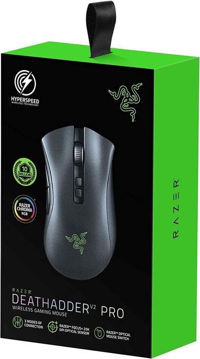 Razer Deathadder V2 Pro - Wireless Gaming Mouse with Ergonomic Comfort (Optical Switches, Optical Focus + 20K Sensor, Speedflex Cable, Integrated Memory, Programmable) Black