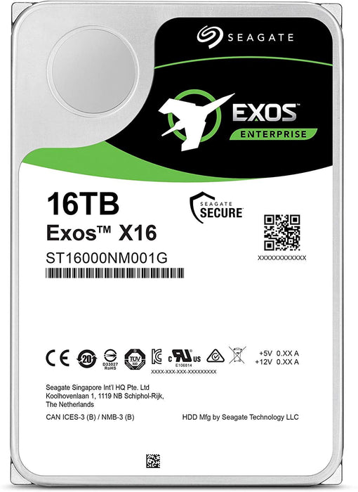 16TB Seagate ST16000NM001G Exos X16, 3.5" Enterprise HDD, SATA 3.0 (6GB/S), 7200RPM, 256MB Cache, 4.16Ms, OEM