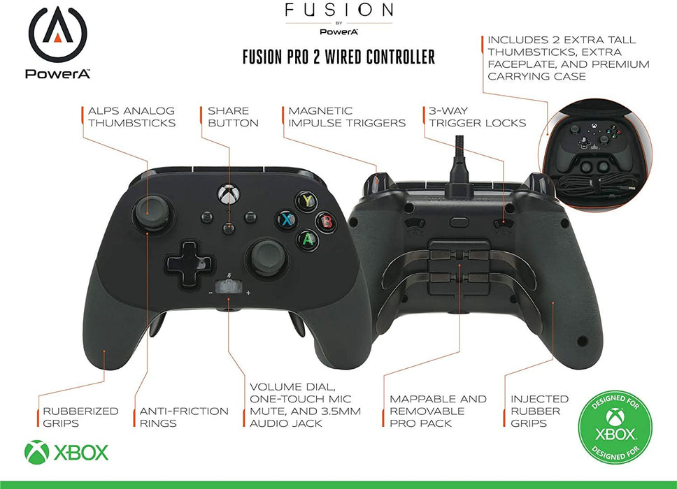 Powera FUSION Pro 2 Wired Controller for Xbox Series X|S, Gamepad, Wired Video Game Controller, Gaming Controller, Works with Xbox One