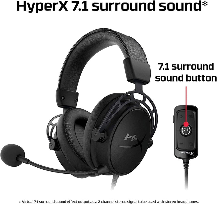 Hyperx Cloud Alpha S - PC Gaming Headset, 7.1 Surround Sound, Adjustable Bass, Dual Chamber Drivers, Breathable Leatherette, Memory Foam, and Noise Cancelling Microphone - Blackout (HX-HSCAS-BK/WW)