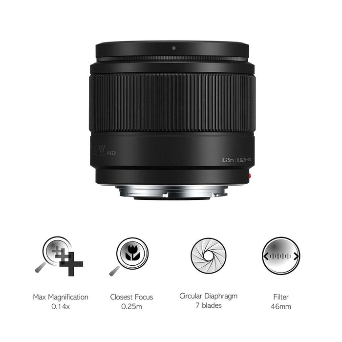 Panasonic LUMIX H-H025E-K 25mm Micro Four Thirds Camera Lens for G Series - Black